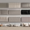 Various Upholstered Headboard Designs With Neutral Tones And Soft Decorative Pillows