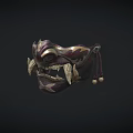 Traditional Japanese Fanged Mask with Purple Gold Pattern and Tassel Details
