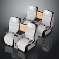 Ergonomic Airplane Interior Seats Design With White Cushions And Light Gray Armrests
