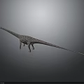 Detailed 3D Dinosaur Model With Long Neck Tail And Spotted Body On Gray Background