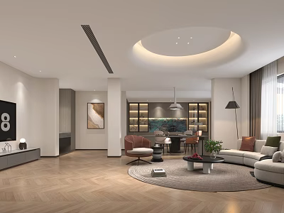 Modern Lounge Interior Design With Comfortable Sofa Coffee Table And Area Rug 3d model