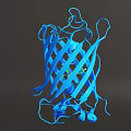 Blue Molecular Structure Model With Intertwined Chains And Green Central Segment