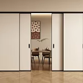 Modern White Sliding Doors With Black Frame In Elegant Dining Room Interior
