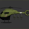 Green Space Exploration Helicopter Model With Rotor Cockpit And Mounted Gear