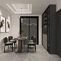 Modern Living Dining Room Interior Design With TV Wall Open Shelves And Marble Floor