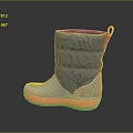Blue And Gray Padded Winter Boots With Orange Pull Tab And Thick Sole 3d model