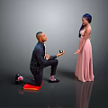 Man Kneeling To Propose With Ring To Woman In Pink Dress
