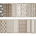 Elegant Room Dividers With Various Intricate Laser Cut Patterns And Golden Frames 3d model
