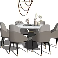 Modern Dining Table and Chair Combination Round Dining Table and Chair 3d model