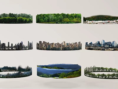 Urban And Natural Garden Landscape Design With Trees Lakes And City Views 3d model