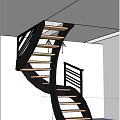 Modern Spiral Staircase Interior With Metal Railings Wooden Steps And Decorated Christmas Tree