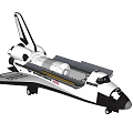 Detailed White Space Shuttle Model With Aerodynamic Wings And Fuselage On Black Display Background