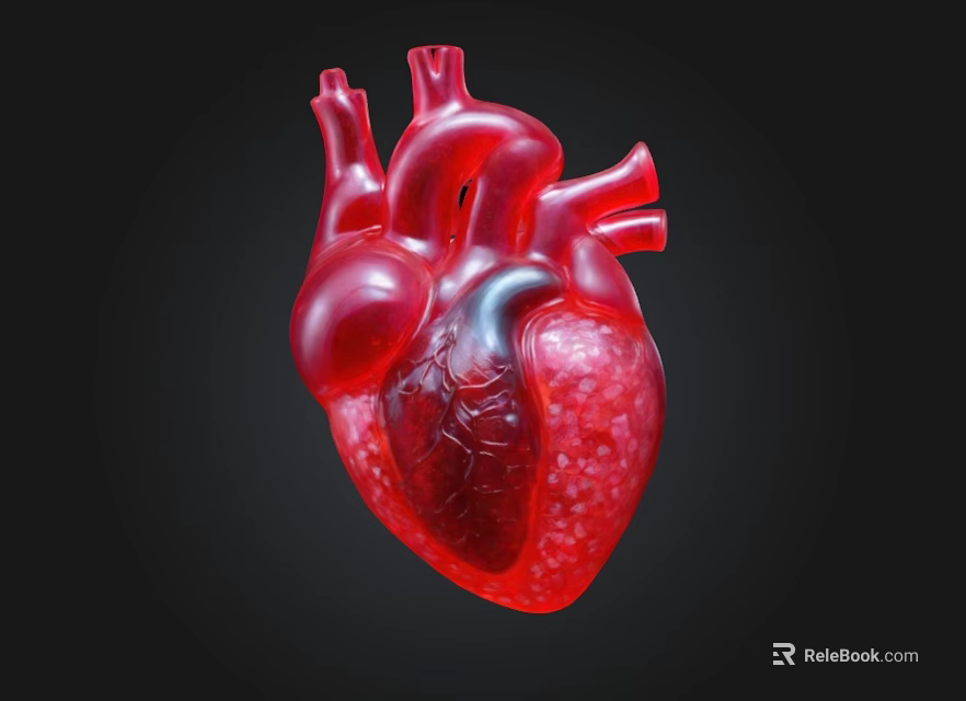 Detailed 3D Rendered Chest Organ Heart Showing Anatomical Structure and Red Color 3d model 