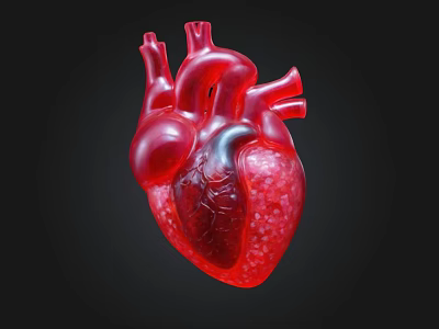 Detailed 3D Rendered Chest Organ Heart Showing Anatomical Structure and Red Color 3d model