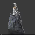Blue Plaid Cloth Bag With White Bottles And Daily Necessities Inside 3d model