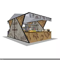 Fishing Bait Retail Booth With Tent Structure And Decorative Fish Patterns