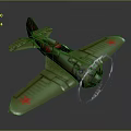Green Military Airplane Model with Red Stars Number 56 and Spinning Propeller
