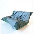 Comfortable Green Lazy Sofa with Fabric Stitched Design for Living Room Relaxation