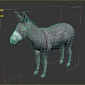 Realistic Gray Donkey 3D Model With White Muzzle Standing On Dark Background 3d model