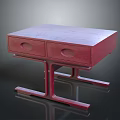 Red Dining Table with Two Drawers and Modern Base Design for Contemporary Home Interior