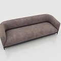 Modern Gray Fabric Double Sofa With Curved Armrest And Black Slim Legs 3d model