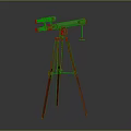 Vintage Brass Telescope On Wooden Tripod Stand With Classic Decorative Design