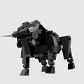 Black Mechanical Beast Building Blocks Model with Sharp Claws and Detachable Tail Design 3d model