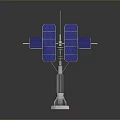 Solar Panel Structure Design With Multiple Blue Panels On Metal Pole Base 3d model
