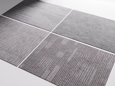 Four Square Gray Rugs With Textured Patterns And Minimalist Look 3d model