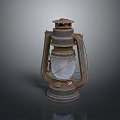 Vintage Candle Lamp With Glass Shade And Rustic Metal Frame For Retro Home Decor