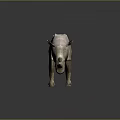 3D Rendered Light Colored Rhino Standing On Dark Background With Horn And Reflection