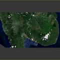 3D Map Wall Decor Featuring Green Terrain And Blue Water Design