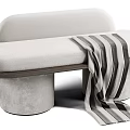 Modern sofa stool bench combination 3d model