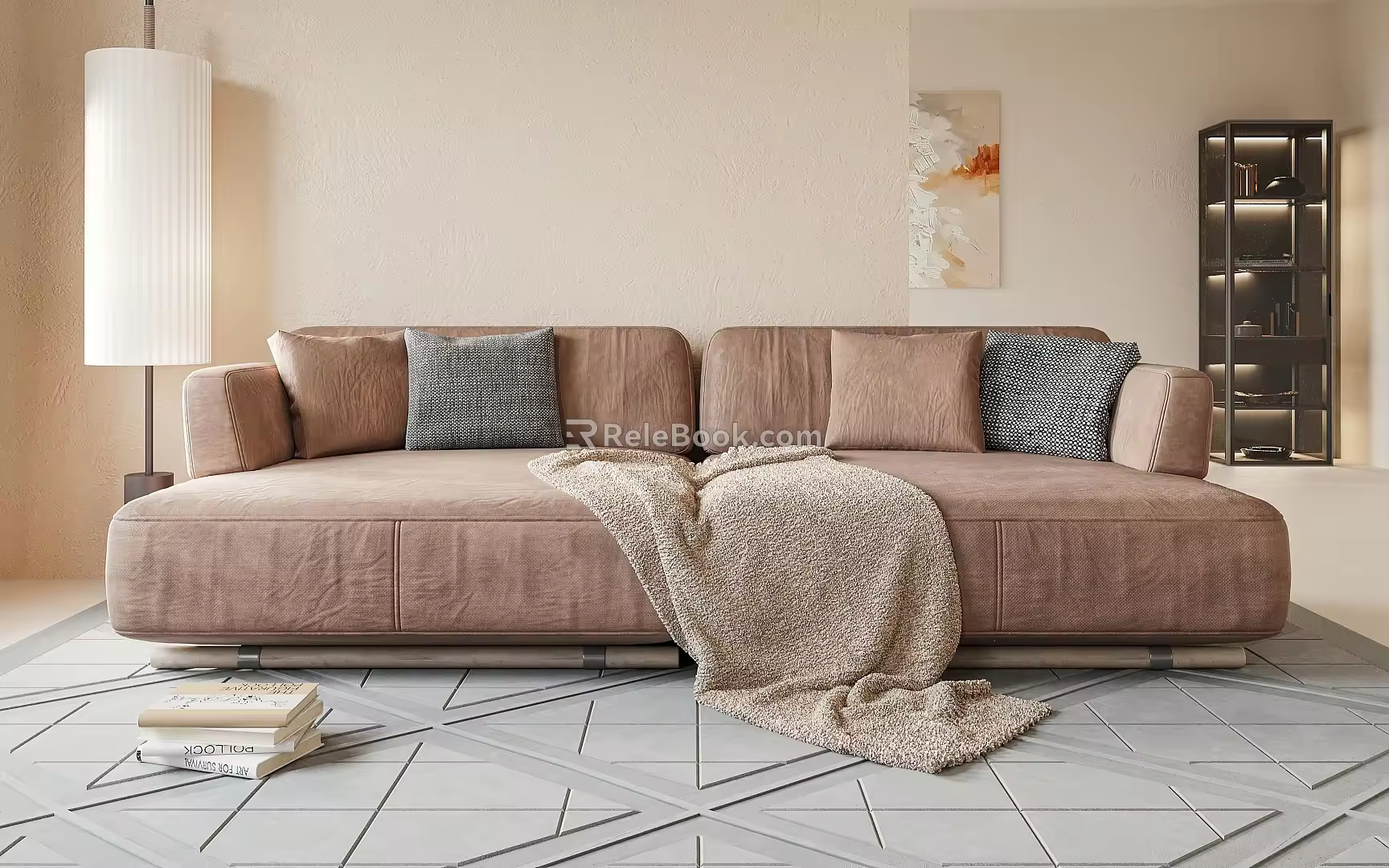 Modern double sofa multiplayer sofa 3d model