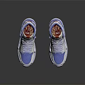 Blue And White High Top Sneakers With Red Label And Wavy Sole Design