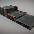 Black Sports Equipment Three Step Platform With Orange Edges For Fitness Training