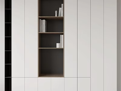 Modern White Open Bookcase With Wooden Shelves And Home Storage Function 3d model