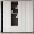 Modern White Open Bookcase With Wooden Shelves And Home Storage Function 3d model