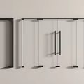 Modern Glass Double Doors With Black Frame And Interior Design Elements