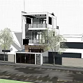 Modern Three Story Detached Villa Exterior Design With Balconies Green Plants And Large Windows