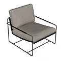 Modern Accent Chair With Beige Cushion And Black Metal Frame Design