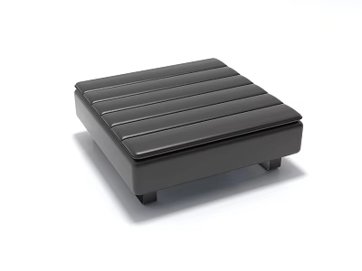 Black Striped Leather Ottoman Modern Minimalist Square Footrest With Short Legs For Home Use 3d model