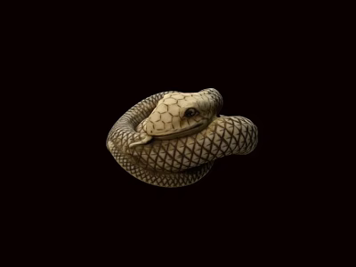 Game Movie Snake Character With Coiled Body Reticulated Pattern Scales And Raised Head 3d model