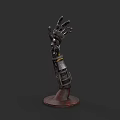 Rustic Dark Colored Mechanical Arm With Metal Structure Joints And Round Base 3d model