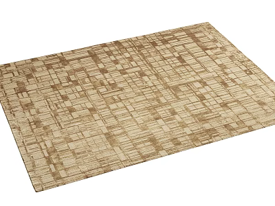 Square Carpet With Beige And Brown Geometric Grid Pattern For Living Room Decor 3d model
