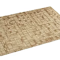 Square Carpet With Beige And Brown Geometric Grid Pattern For Living Room Decor