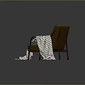 Dark Green Wooden Armchair With Black And White Houndstooth Blanket On Armrests