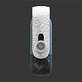 Teal Portable Speaker With Fabric Surface White Frame And Bluetooth Control Buttons