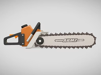 Heavy Duty Industrial Chainsaw with Orange Black Design Ergonomic Handle and Sharp Chain 3d model