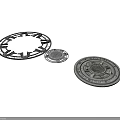 Intricate Geometric Circular Components With Patterned Designs And Structured Edges